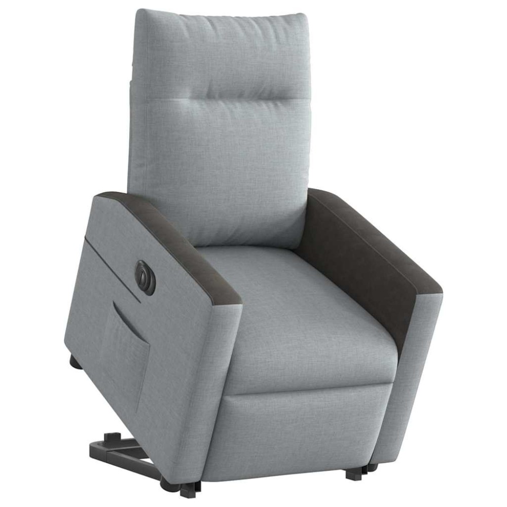 vidaXL Fotoliu electric rabatabil cu ridicare, gri deschis, textil