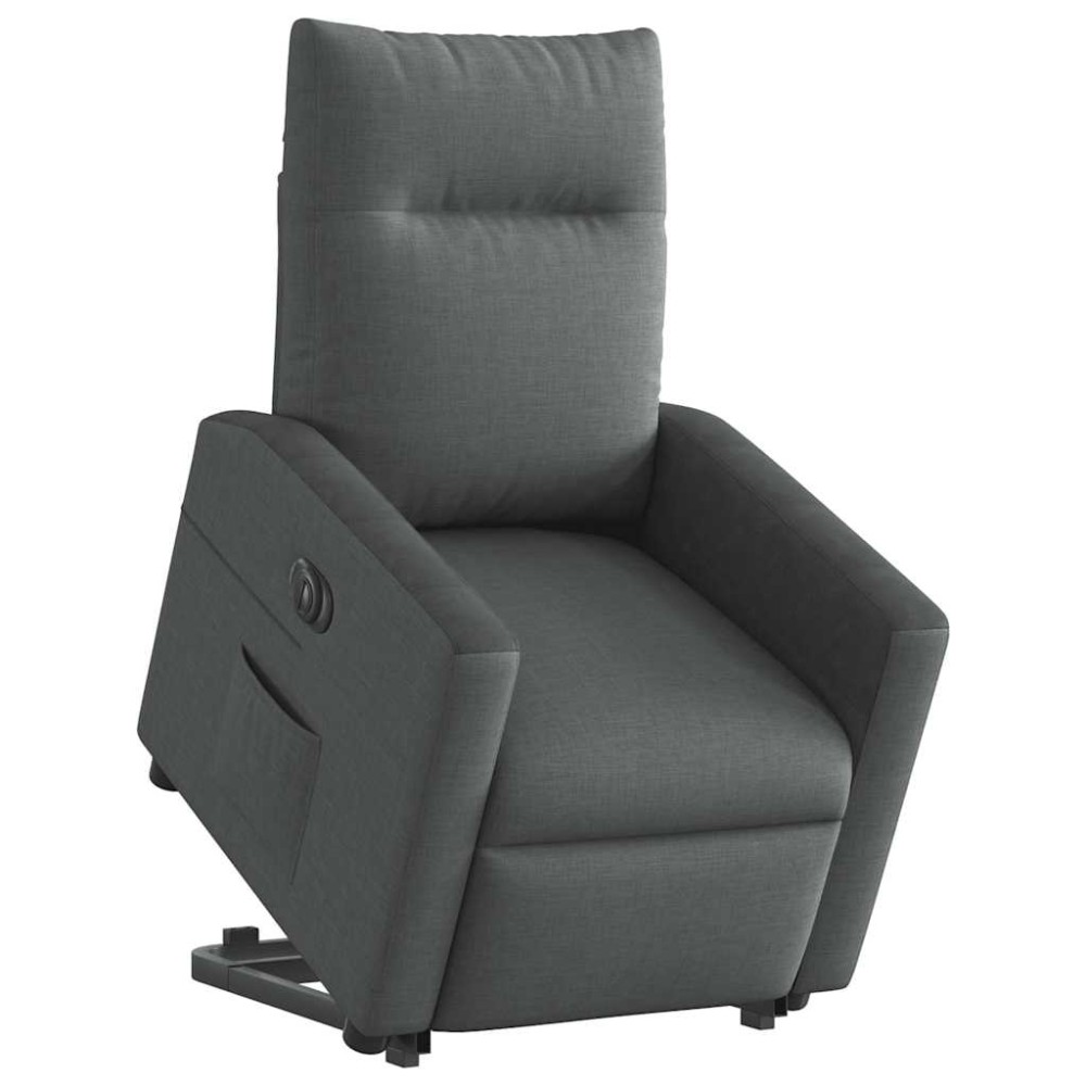 vidaXL Fotoliu electric rabatabil cu ridicare, gri închis, textil