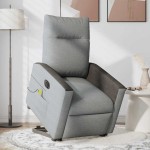 vidaXL Fotoliu electric masaj rabatabil cu ridicare, gri închis textil