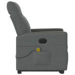 vidaXL Fotoliu electric masaj rabatabil cu ridicare, gri închis textil