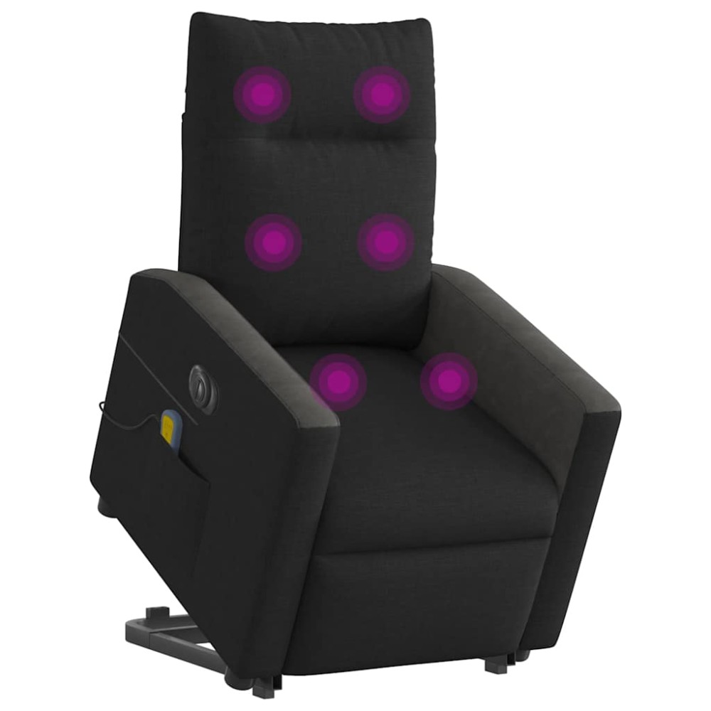 vidaXL Fotoliu electric de masaj rabatabil cu ridicare, negru, textil