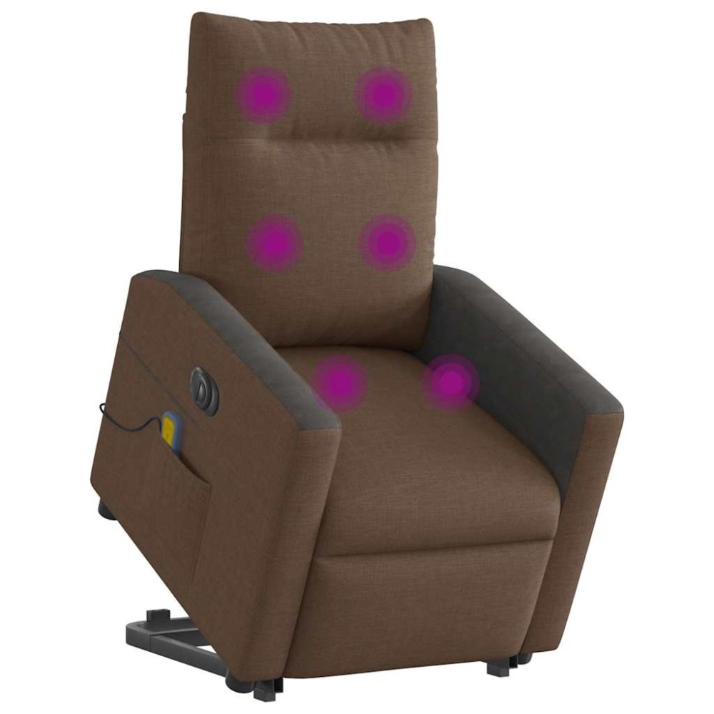 vidaXL Fotoliu electric de masaj rabatabil cu ridicare, maro, textil