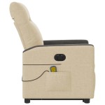 vidaXL Fotoliu electric de masaj rabatabil cu ridicare, crem, textil vidaXL Fotoliu electric de masaj rabatabil cu ridicare, crem, textil