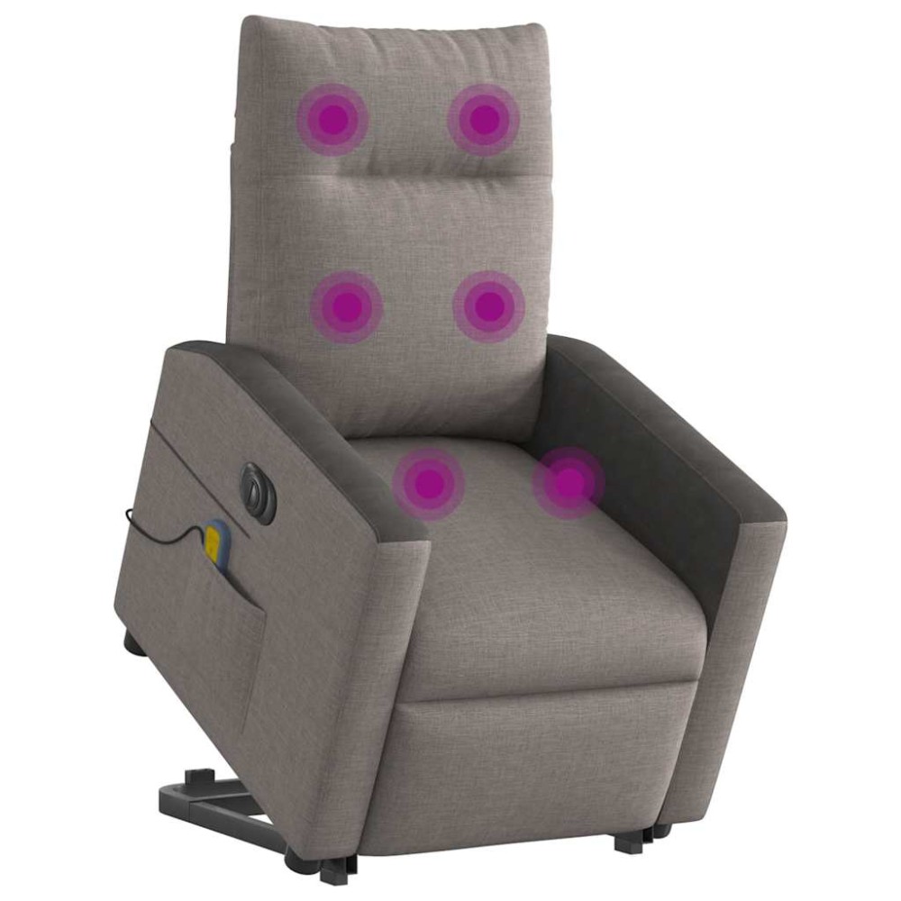 vidaXL Fotoliu electric masaj rabatabil cu ridicare, gri taupe, textil