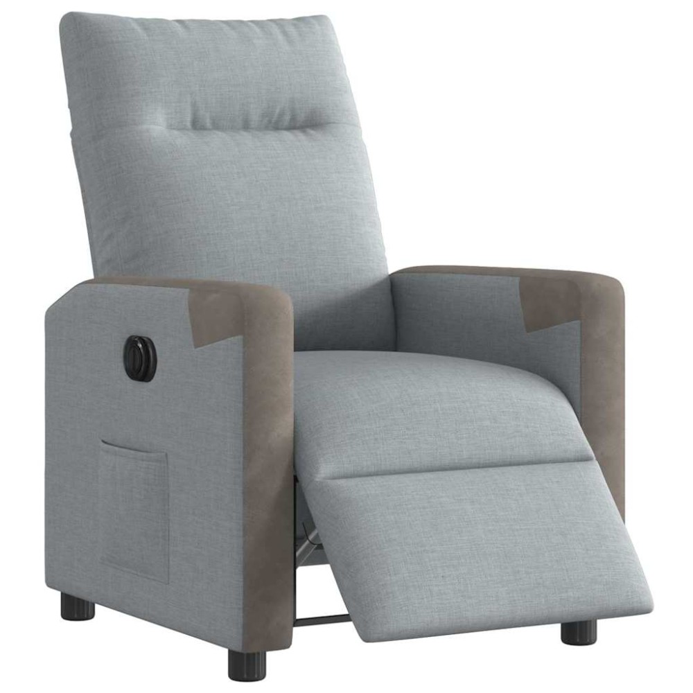vidaXL Fotoliu rabatabil electric, gri deschis, textil