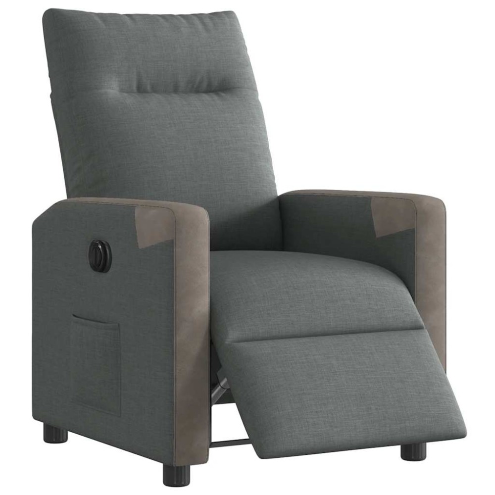 vidaXL Fotoliu rabatabil electric, gri închis, material textil