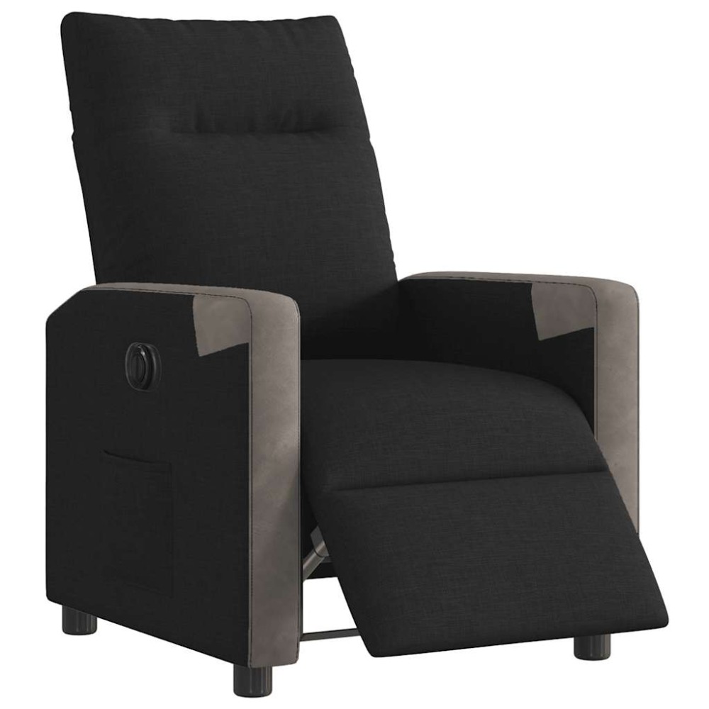 vidaXL Fotoliu rabatabil electric, negru, material textil