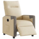 vidaXL Fotoliu rabatabil electric, crem, material textil