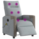 vidaXL Fotoliu electric de masaj rabatabil, gri deschis, microfibră