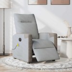 vidaXL Fotoliu electric de masaj rabatabil, gri deschis, microfibră