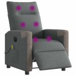 vidaXL Fotoliu electric de masaj rabatabil, gri închis, textil