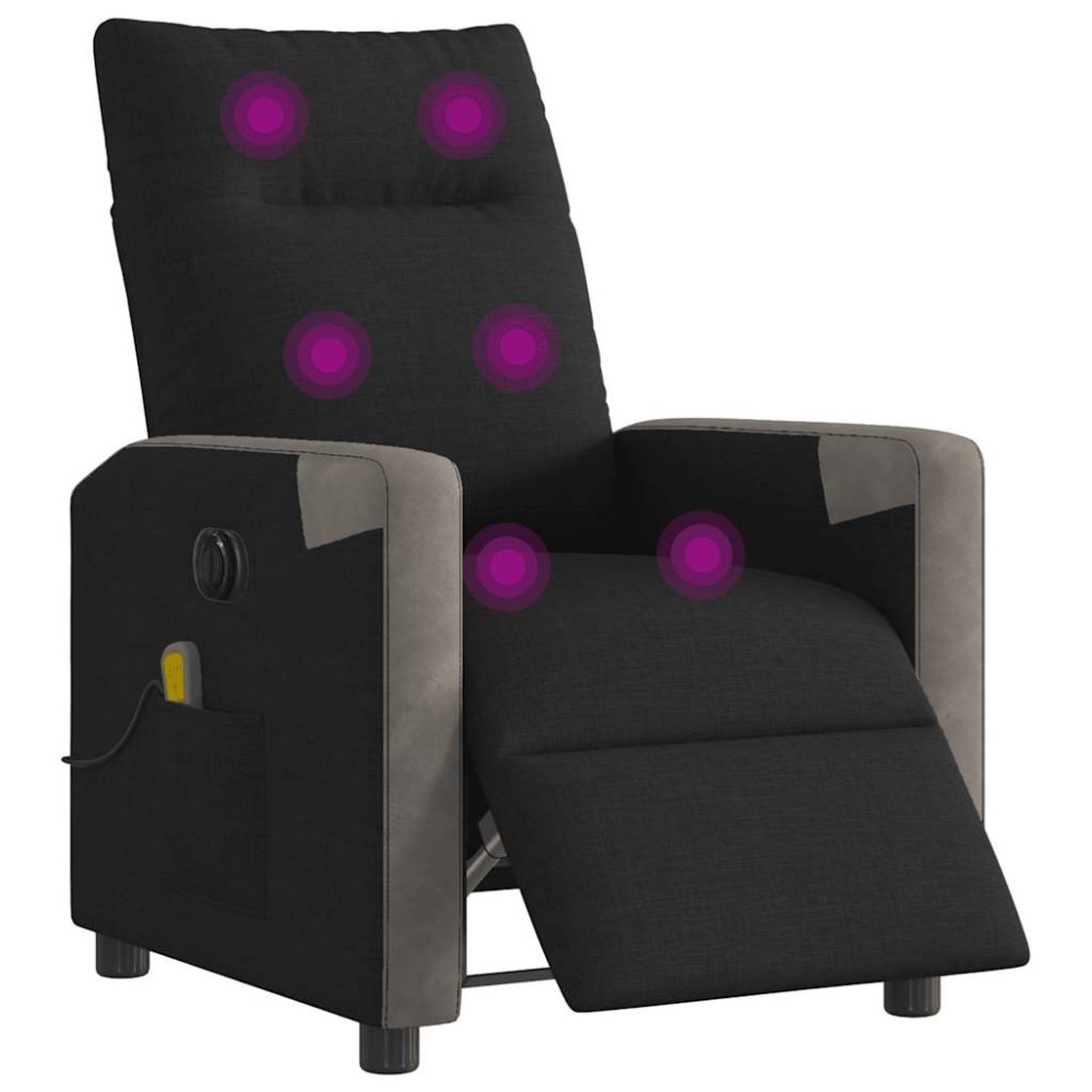 vidaXL Fotoliu electric de masaj rabatabil, negru, textil
