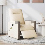 vidaXL Fotoliu electric de masaj rabatabil, crem, textil