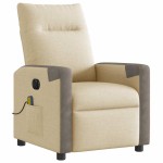 vidaXL Fotoliu electric de masaj rabatabil, crem, textil