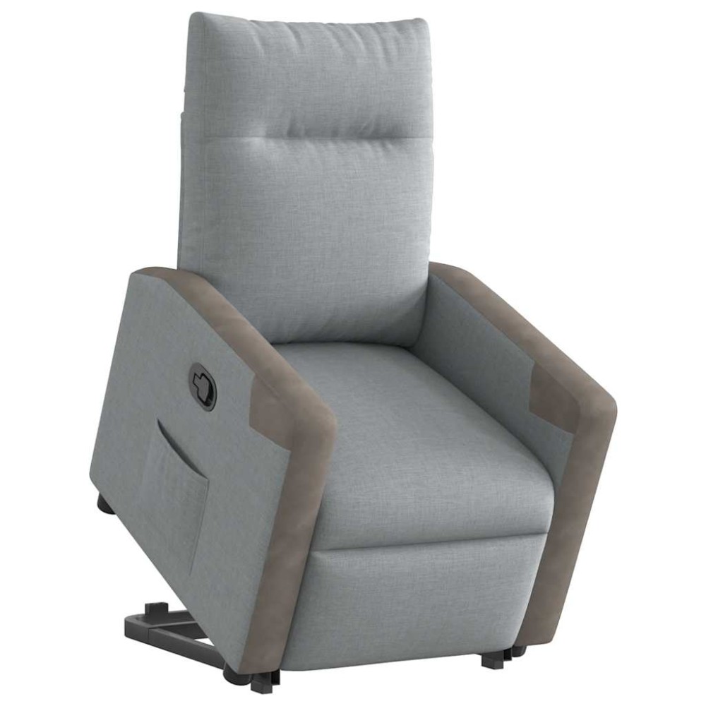 vidaXL Fotoliu rabatabil cu ridicare, gri deschis, material textil