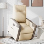vidaXL Fotoliu rabatabil cu ridicare pe verticală, crem, textil