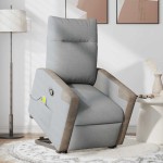 vidaXL Fotoliu de masaj rabatabil cu ridicare, gri deschis, textil vidaXL Fotoliu de masaj rabatabil cu ridicare, gri deschis, textil