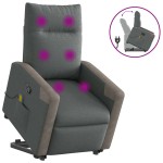 vidaXL Fotoliu de masaj rabatabil cu ridicare, gri închis, textil vidaXL Fotoliu de masaj rabatabil cu ridicare, gri închis, textil