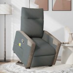 vidaXL Fotoliu de masaj rabatabil cu ridicare, gri închis, textil vidaXL Fotoliu de masaj rabatabil cu ridicare, gri închis, textil