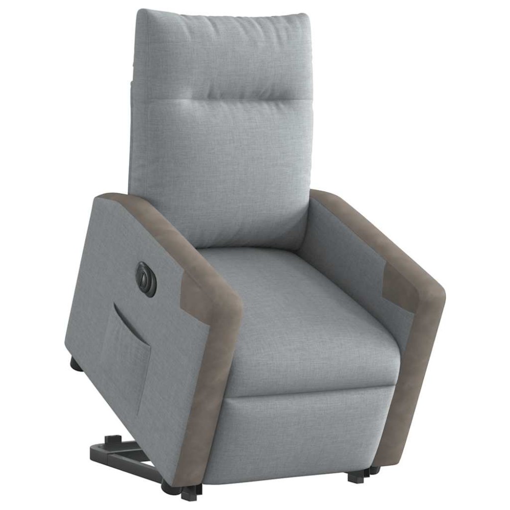 vidaXL Fotoliu electric rabatabil cu ridicare, gri deschis, textil