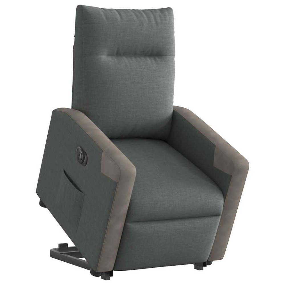 vidaXL Fotoliu electric rabatabil cu ridicare, gri închis, textil