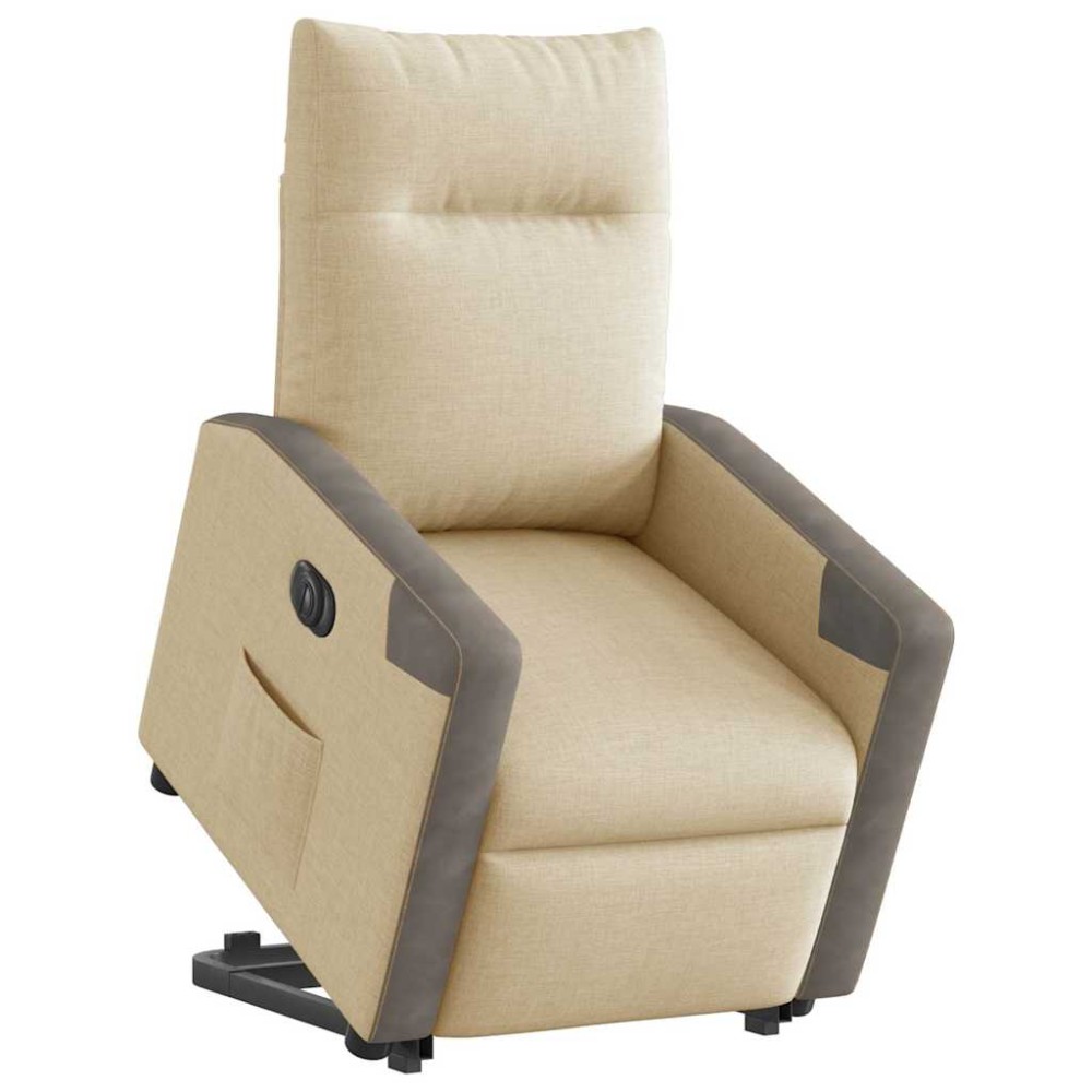 vidaXL Fotoliu electric rabatabil cu ridicare, crem, textil