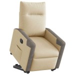 vidaXL Fotoliu electric rabatabil cu ridicare, crem, textil