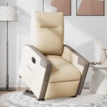 vidaXL Fotoliu electric rabatabil cu ridicare, crem, textil