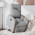 vidaXL Fotoliu electric masaj rabatabil cu ridicare, gri închis textil