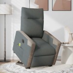 vidaXL Fotoliu electric masaj rabatabil cu ridicare, gri închis textil