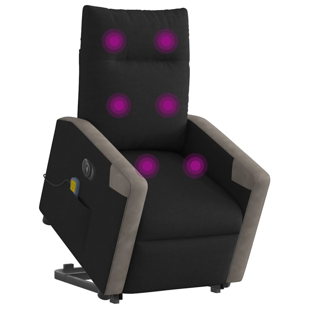 vidaXL Fotoliu electric de masaj rabatabil cu ridicare, negru, textil