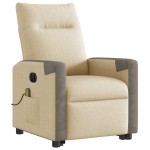 vidaXL Fotoliu electric de masaj rabatabil cu ridicare, crem, textil vidaXL Fotoliu electric de masaj rabatabil cu ridicare, crem, textil