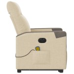 vidaXL Fotoliu electric de masaj rabatabil cu ridicare, crem, textil vidaXL Fotoliu electric de masaj rabatabil cu ridicare, crem, textil