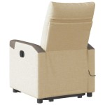 vidaXL Fotoliu electric de masaj rabatabil cu ridicare, crem, textil vidaXL Fotoliu electric de masaj rabatabil cu ridicare, crem, textil
