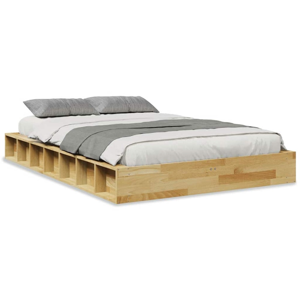 vidaXL Cadru de pat fără saltea 120x200 cm din lemn masiv de stejar