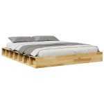vidaXL Cadru de pat fără saltea 140x200 cm din lemn masiv de stejar vidaXL Cadru de pat fără saltea 140x200 cm din lemn masiv de stejar