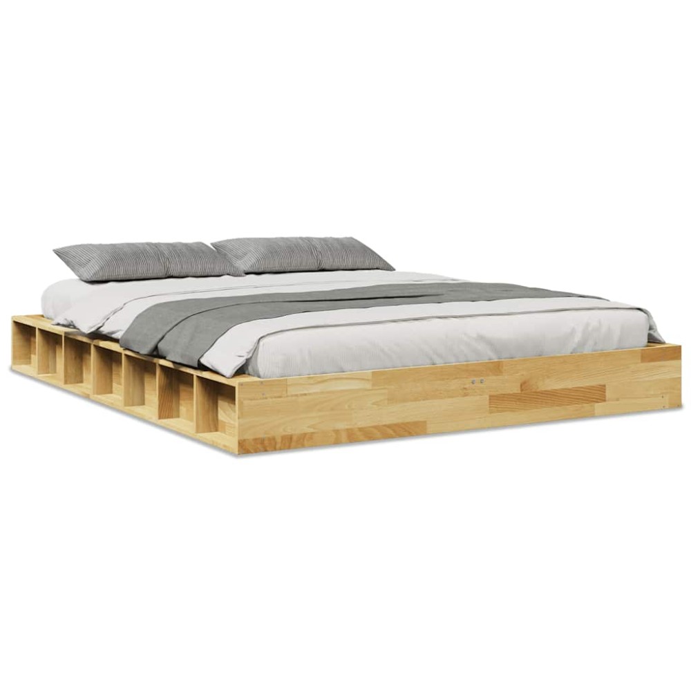 vidaXL Cadru de pat fără saltea 160x200 cm din lemn masiv de stejar