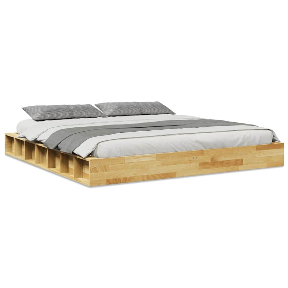 vidaXL Cadru de pat fără saltea 200x200 cm din lemn masiv de stejar