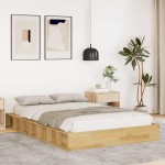 vidaXL Cadru de pat fără saltea 120x190 cm din lemn masiv de stejar vidaXL Cadru de pat fără saltea 120x190 cm din lemn masiv de stejar
