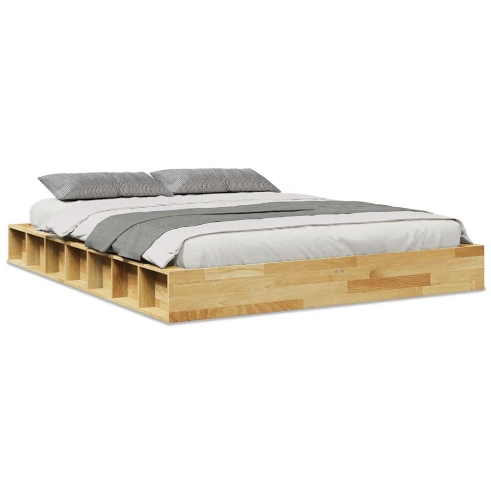 vidaXL Cadru de pat fără saltea 140x190 cm din lemn masiv de stejar