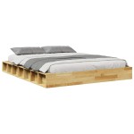 vidaXL Cadru de pat fără saltea 140x190 cm din lemn masiv de stejar vidaXL Cadru de pat fără saltea 140x190 cm din lemn masiv de stejar