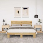 vidaXL Cadru de pat cu tăblie fără saltea 140x190 cm lemn masiv stejar