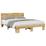 vidaXL Cadru de pat cu tăblie fără saltea 140x190 cm lemn masiv stejar
