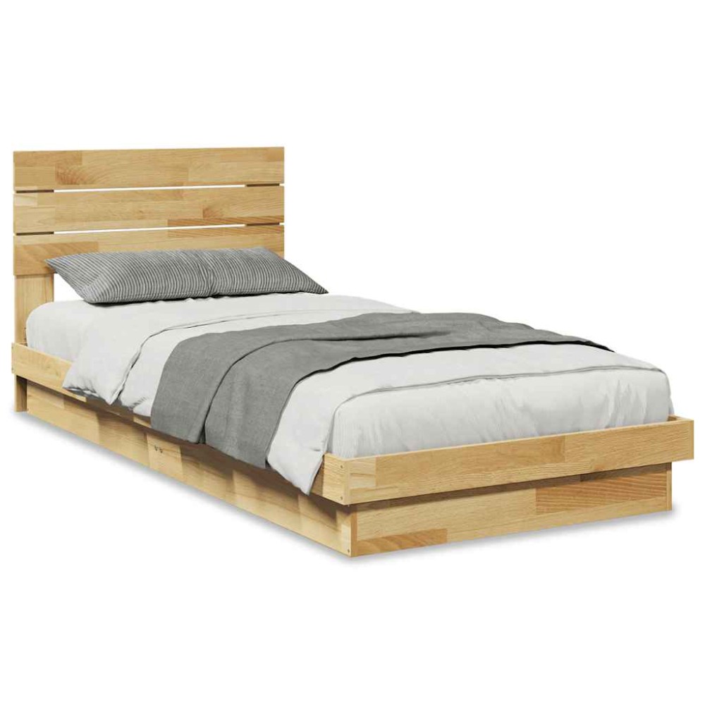 vidaXL Cadru de pat cu tăblie fără saltea 80x200 cm lemn masiv stejar