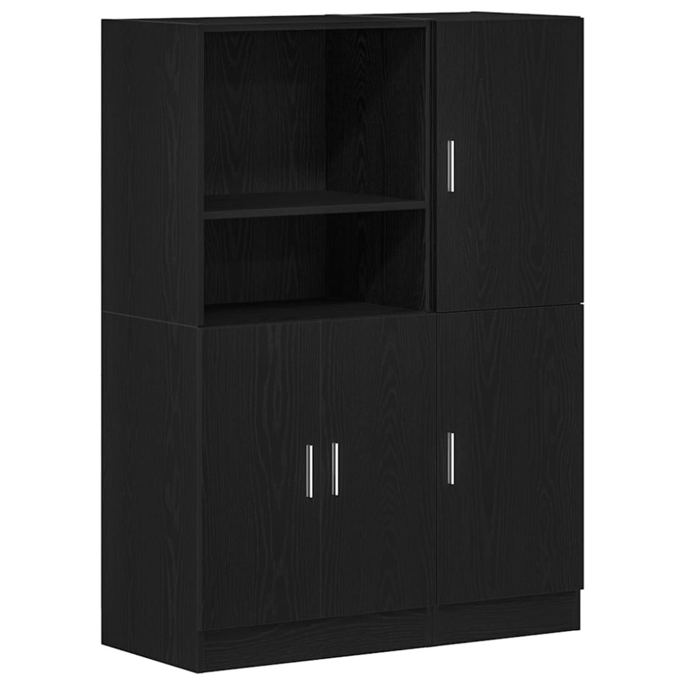 vidaXL Set dulap de bucătărie 2 piese Lemn negru prelucrat