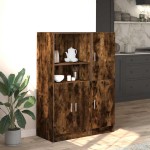vidaXL Set dulap de bucătărie din 2 piese din lemn de stejar afumat