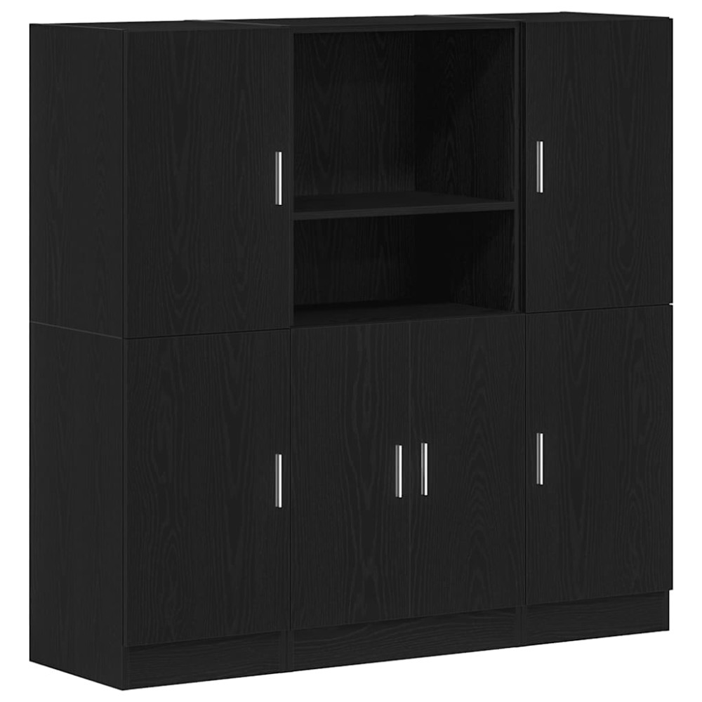 vidaXL Set dulap de bucătărie 3 piese Lemn negru prelucrat