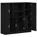 vidaXL Set dulap de bucătărie 3 piese Lemn negru prelucrat