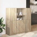 vidaXL Set dulapuri de bucătărie 3 piese stejar sonoma, lemn prelucrat