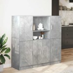 vidaXL Set dulap de bucătărie 3 piese Lemn prelucrat gri beton